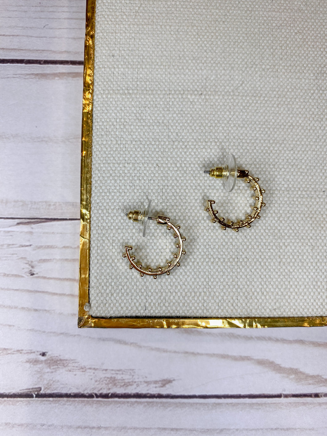 Studded Gold Huggie Earrings